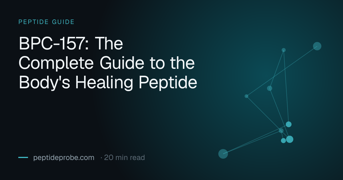 PeptideProbe peptide guide title card reading “BPC-157: The Complete Guide to the Body's Healing Peptide”